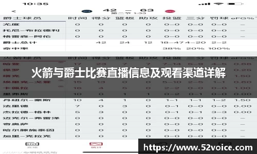 火箭与爵士比赛直播信息及观看渠道详解