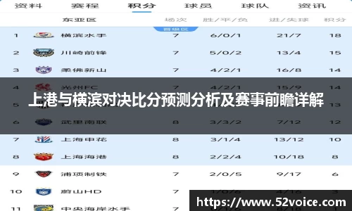 上港与横滨对决比分预测分析及赛事前瞻详解